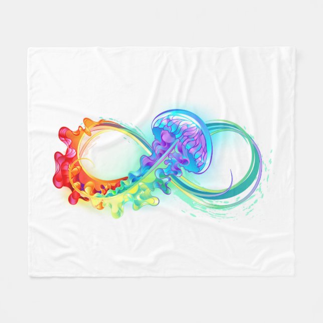 Couverture Polaire Infinity avec Rainbow Jellyfish (Devant (Horizontal))