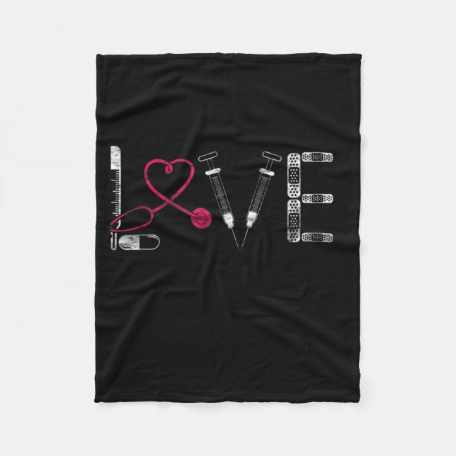Couverture Polaire Infirmière Cadeaux RN LPN CNA Docteur AMOUR Infirm (Devant)