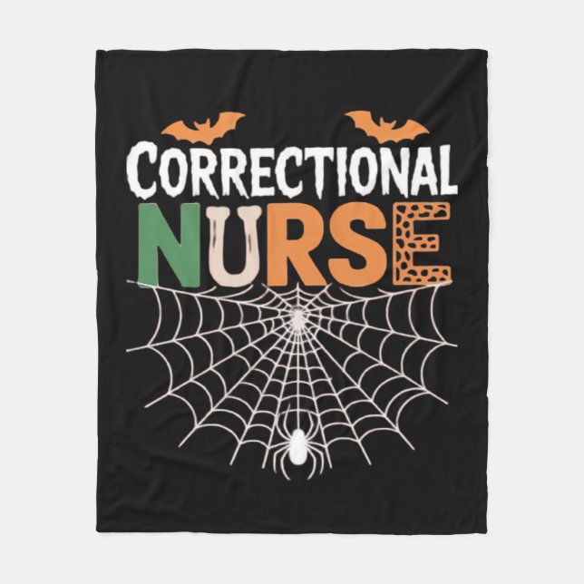 Couverture Polaire Infirmière correctionnelle Halloween Citrouille cl (Devant)