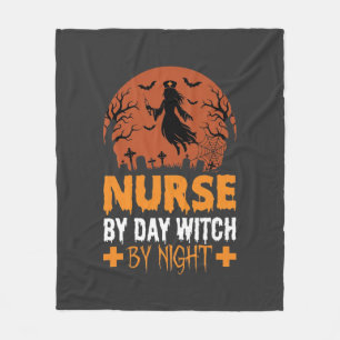 Couverture Polaire Infirmière Halloween de Jour Sorcière de Nuit