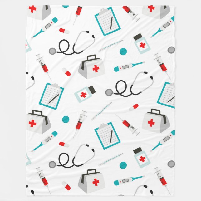 Couverture Polaire Infirmière Médicale motif carrelé polaire couvertu (Devant)