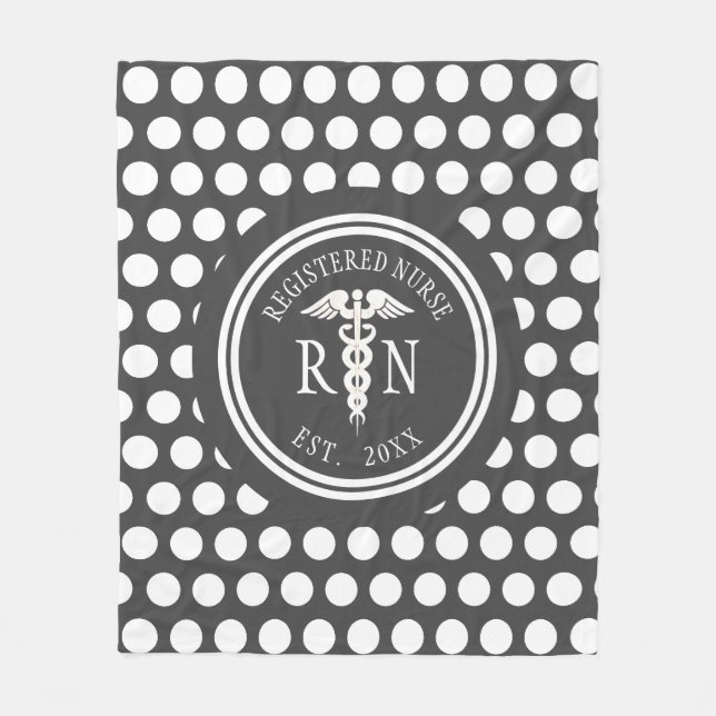 Couverture Polaire Infirmière personnalisée RN Médicale Caduceus (Devant)