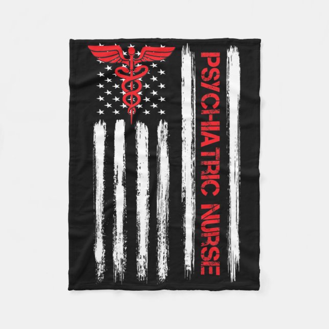 Couverture Polaire Infirmière psychiatrique Drapeau américain Rn Sant (Devant)