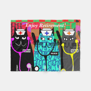 Couverture Polaire Infirmière retraitée Fleece Blanket Chat Infirmièr