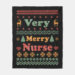 Couverture Polaire Infirmière vintage de pull de Noël joyeux