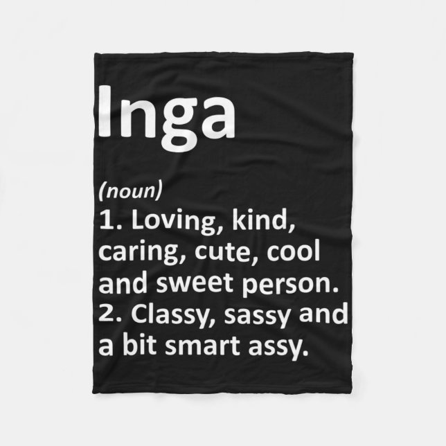 Couverture Polaire Inga Definition Personalized Name Funny Birthday G (Devant)