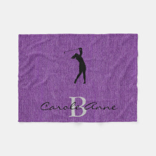 Couverture Polaire Initiale, Nom Golfeuse Imprimé Denim Violet