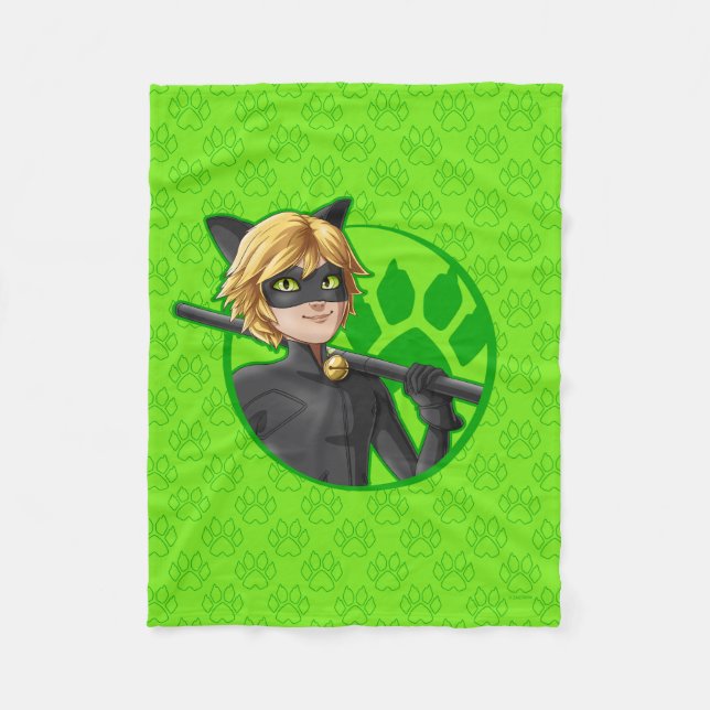 Couverture Polaire Insigne vert Cat Noir (Devant)