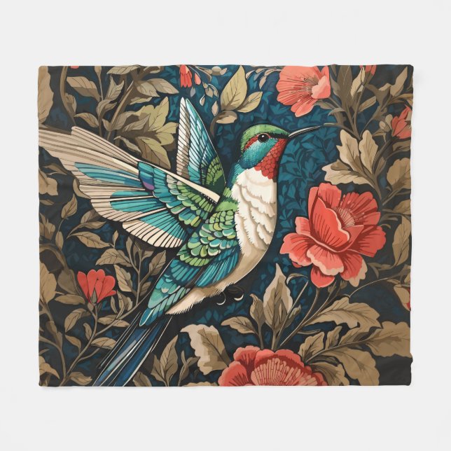 Couverture Polaire Inspiré par l'élégant colibri William Morris volan (Devant (Horizontal))