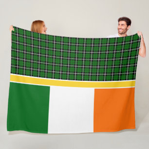 Couverture Polaire Irlande National Tartan, flag, Add image or name