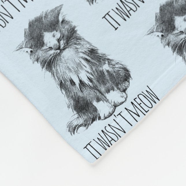 Couverture Polaire It Wasn't Meow Cute Fluffy Kitten Light Blue (Coin)