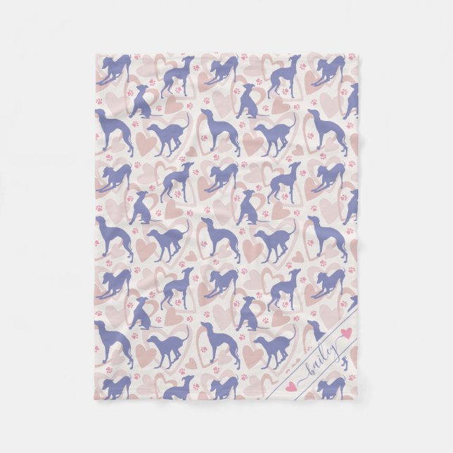 Couverture Polaire Italien Greyhound Hearts Périwinkle Nom du Motif (Devant)