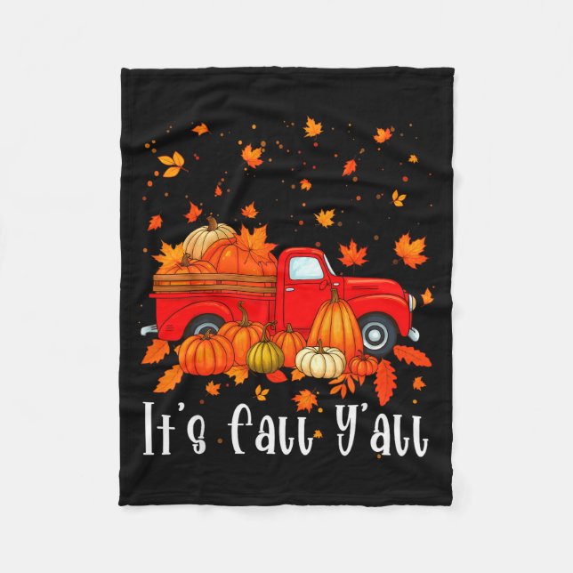 Couverture Polaire It's Fall Y'all Pumpkin Truck Autumn Tree Hello Fa (Devant)