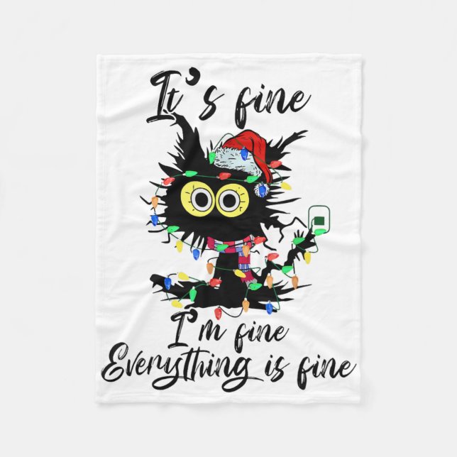 Couverture Polaire It's Fine I'm Fine Everything Is Fine Fun Cat Chri (Devant)