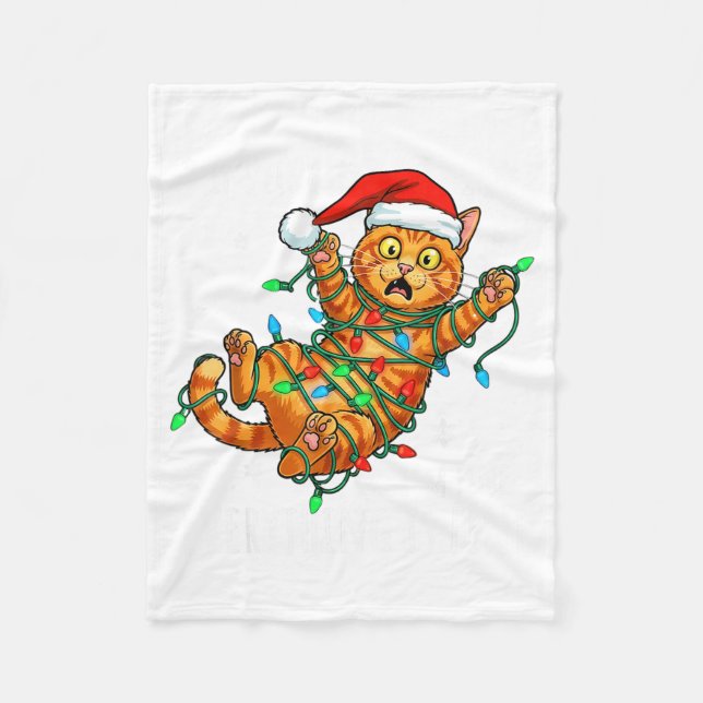 Couverture Polaire It's Fine I'm Fine Orange Cat Christmas Light Funn (Devant)