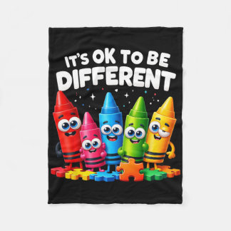 Couverture Polaire It's Ok To Be Different Autism Awareness Crayon In