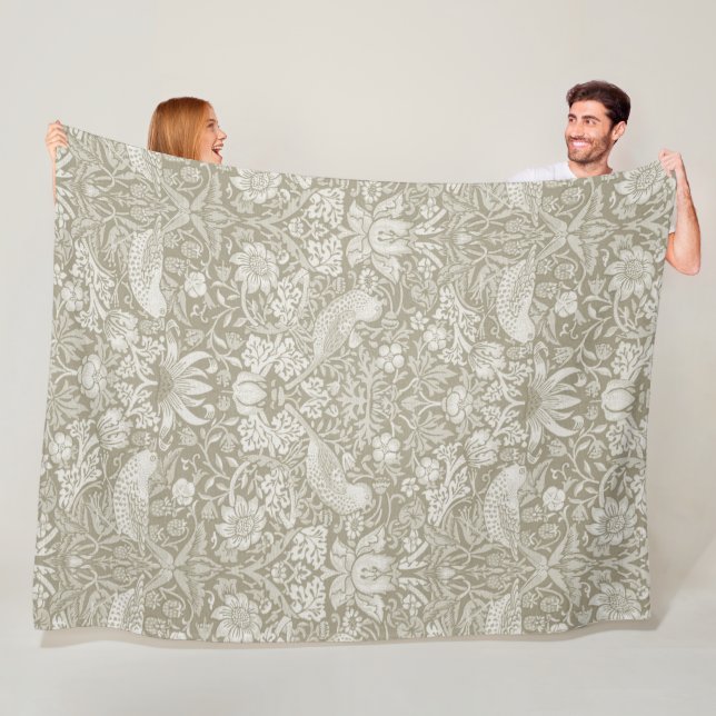 Couverture Polaire Ivory, Thief fraise, William Morris (En situation)