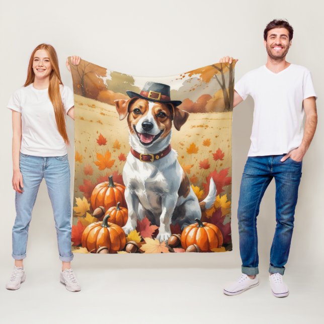 Couverture Polaire Jack Russell À L'Automne Laisse L'Art Thanksgiving (En situation)