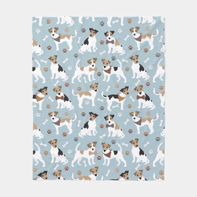 Couverture Polaire Jack Russell Terrier Patrouilles et os (Devant)