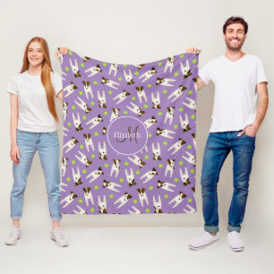Couverture Polaire Jack Russells avec balles de tennis lilac monogram