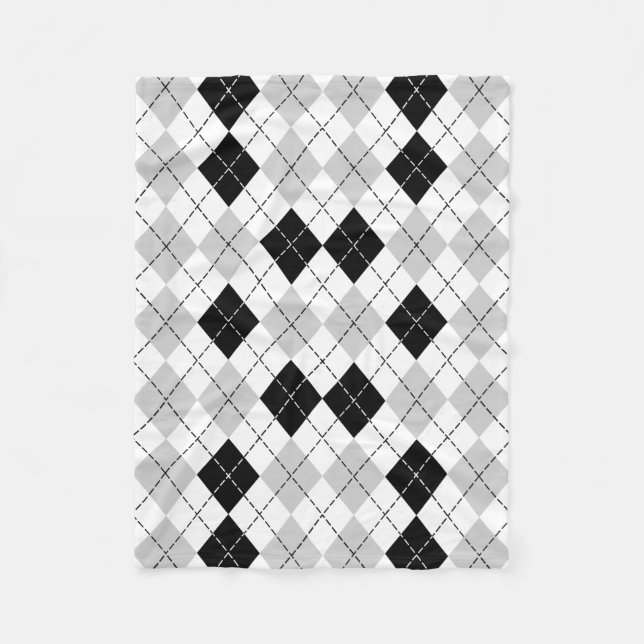 Couverture Polaire Jacquard blanc et gris noir (Devant)