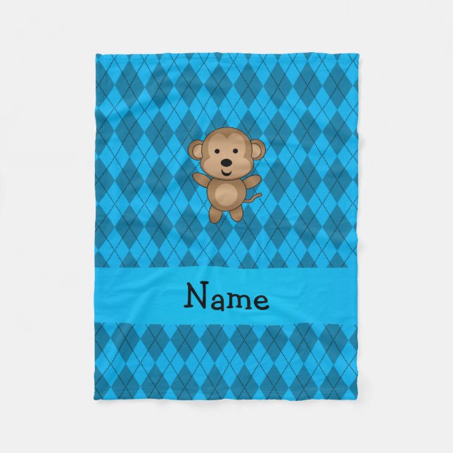 Couverture Polaire Jacquard nommé personnalisé de bleu de singe (Devant)