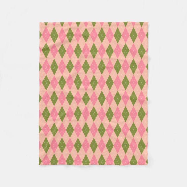 Couverture Polaire Jacquard Preppy classique en rose et vert (Devant)