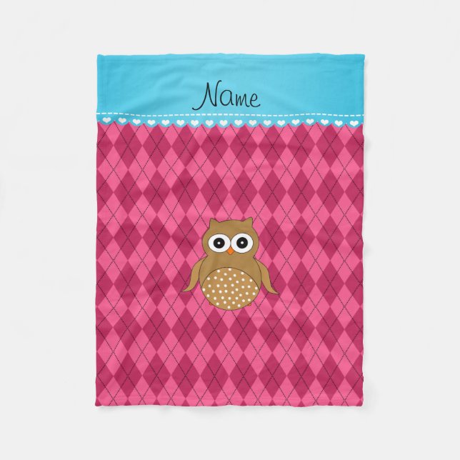 Couverture Polaire Jacquard rose hibou brun (Devant)