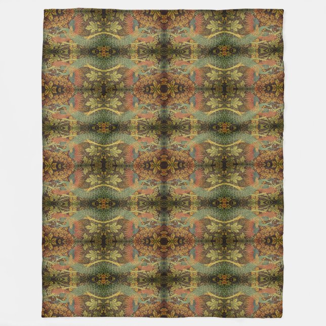 Couverture Polaire Jacquard victorien à feuilles de paon et d'avoine  (Devant)