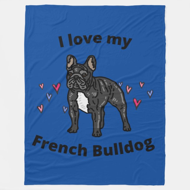 COUVERTURE POLAIRE J'ADORE MON BULLDOG FLEECE FRANÇAIS BLANKET! (Devant)