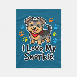 Couverture Polaire J'adore mon chien mélange de Schnauzer et de Yorki