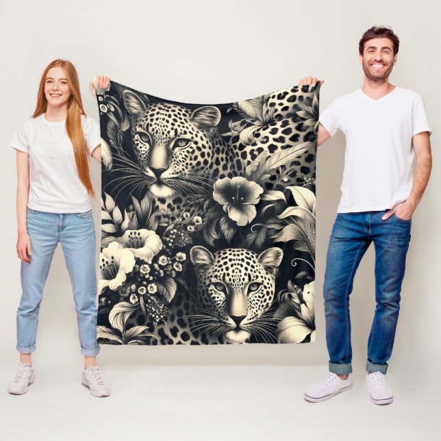 Couverture Polaire Jaguar de la Jungle vintage (En situation)