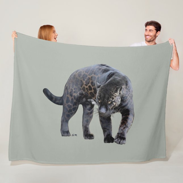Couverture Polaire Jaguar Diablo light gray fleece blanket (En situation)
