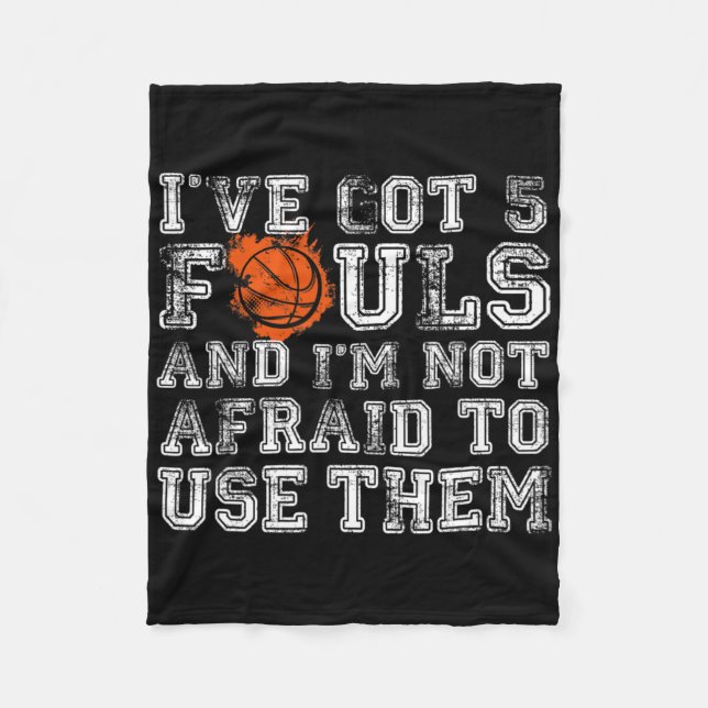 Couverture Polaire J'ai 5 Fouls Bysketbyll Cadeaux Hommes Femmes Garç (Devant)