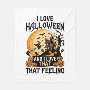 Couverture Polaire J'aime la maison hantée Halloween Sorcière de lune