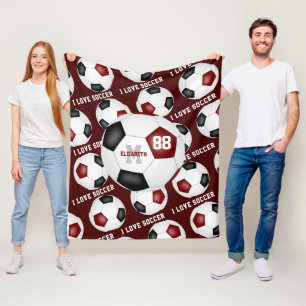 Couverture Polaire J'aime le texte de football motif maroon noir