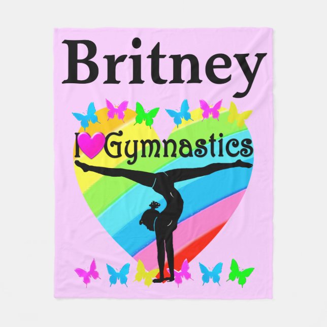 COUVERTURE POLAIRE J'AIME LES GYMNASTIQUES PERSONNALISÉS GYMNAST BLAN (Devant)