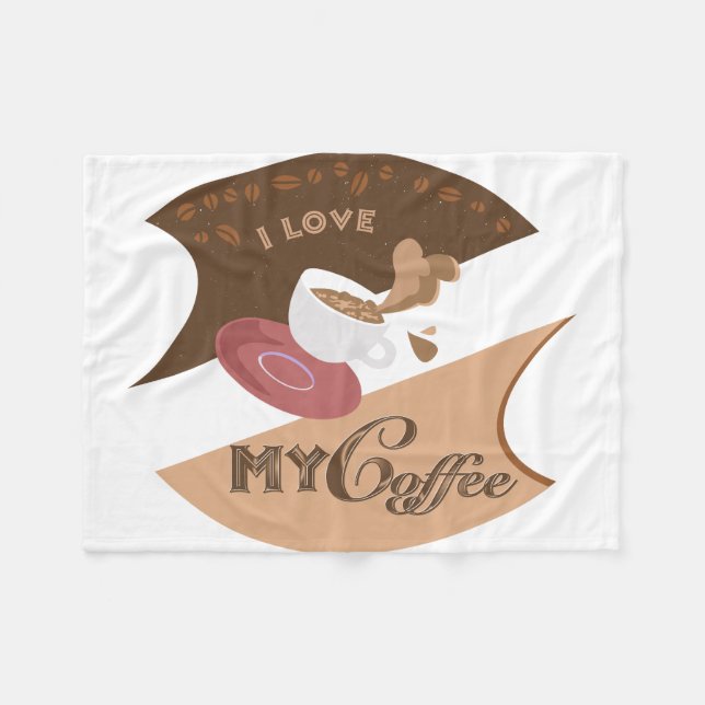 Couverture Polaire J'aime mon café Retro Java (Devant (Horizontal))