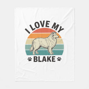 Couverture Polaire J'aime mon chien Blake Design de gravure rétro_1
