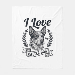 Couverture Polaire J'aime mon chien de troupeau gravure vintage Desig