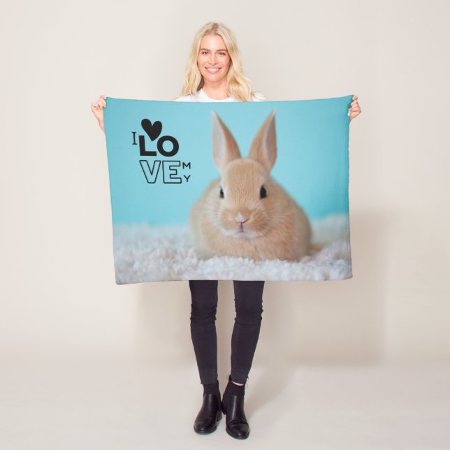 Couverture Polaire J'aime mon lapin cadeau photo cadeau pour propriét (En situation)