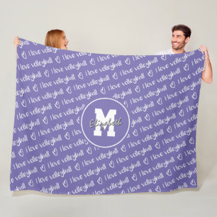 Couverture Polaire J'aime volleyball typographie lilas N'importe quel