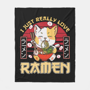 Couverture Polaire J'Aime Vraiment Ramen Kawaii Anime Cat Ramen Gi