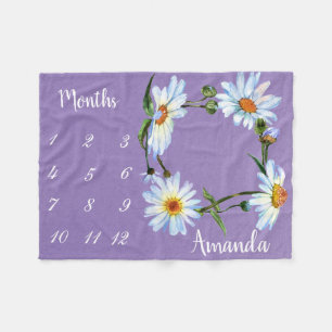Couverture Polaire Jalon Daisy Aquarelle Purple Photo Keepsaké