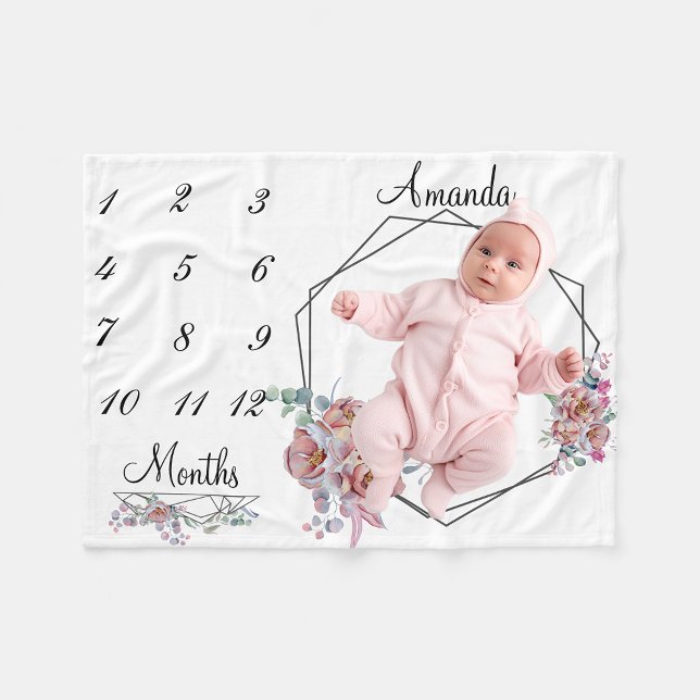 Couverture Polaire Jalon Frame Floral Wreath Baby Keepsaké (Créateur téléchargé)