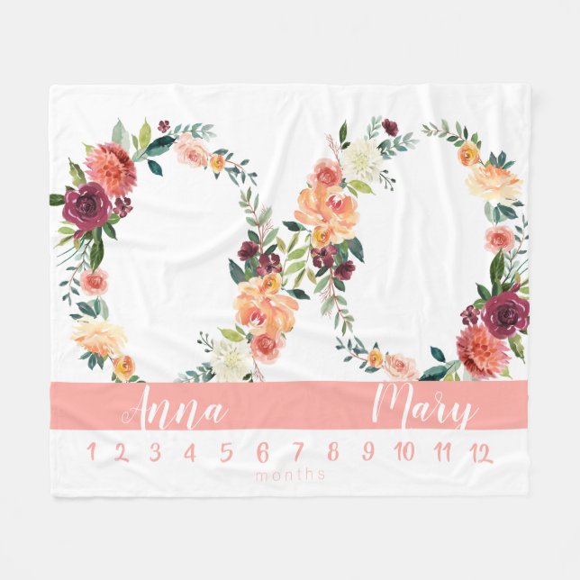 Couverture Polaire Jalon jumeau bébé fille pêche graphique de croissa (Devant (Horizontal))