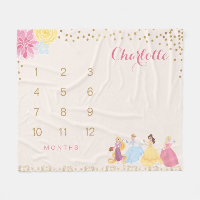 Couverture Polaire Jalon mensuel Disney Confetti Princess Baby (Devant (Horizontal))