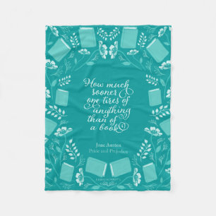 Couverture Polaire Jane Austen Fierté & Préjugés Turquoise Floral Lib
