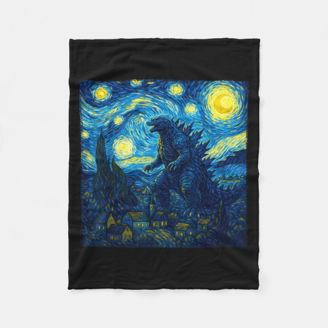 Couverture Polaire Japanese Monster Kaiju Van Gogh Starry Night  (Devant)