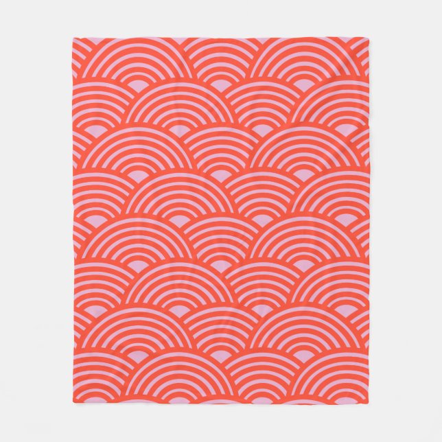 Couverture Polaire Japon Vague Seigaiha Motif rose rouge (Devant)